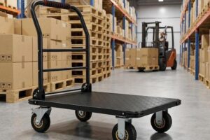 Xe đẩy hàng 4 bánh công nghiệp trong kho xưởng