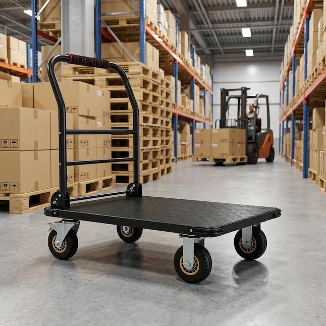 Xe đẩy hàng 4 bánh công nghiệp trong kho xưởng